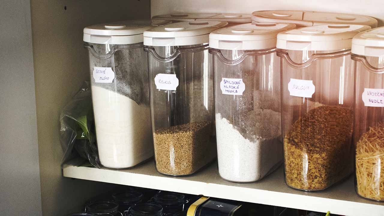 clear and labeled spice containers